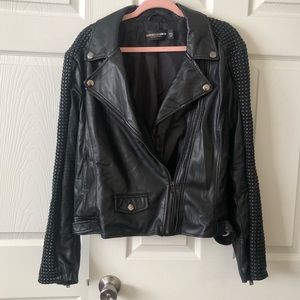 Gabrielle Union NY&comp black faux leather moto jacket xxl
